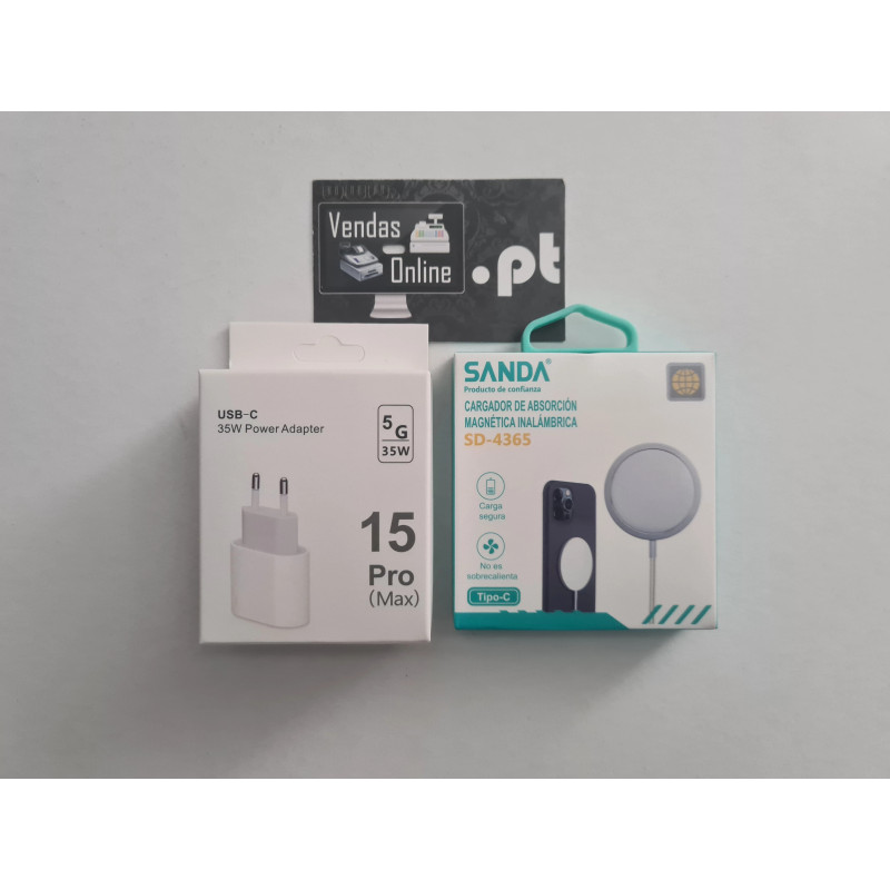 Kit Carregador 35W + Carregador Magnético Wireless 20W para Iphone e Android