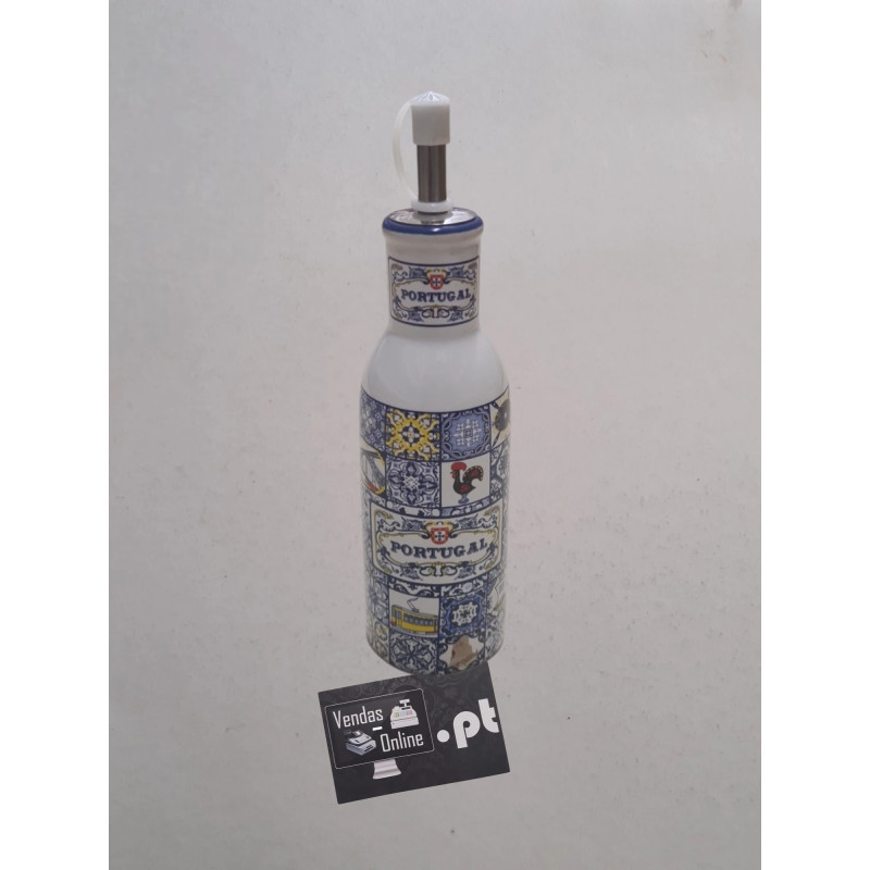 Dispensador de azeite de cerâmica herança portuguesa, design tradicional azulejo 175ml