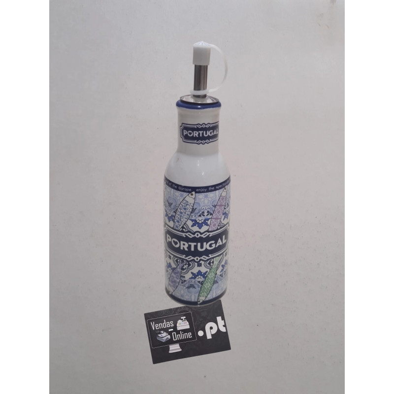 Dispensador de azeite de cerâmica herança portuguesa, design tradicional azulejo 175ml