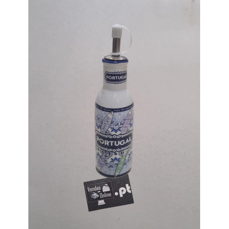 Dispensador de azeite de cerâmica herança portuguesa, design tradicional azulejo 175ml