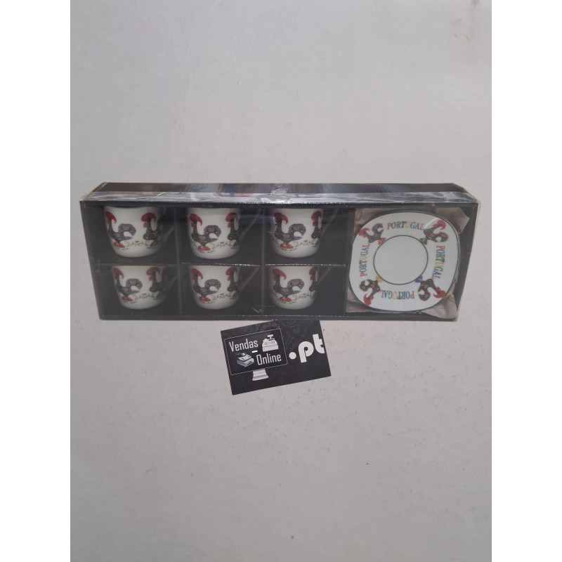 Conjunto de Chávenas de Café de cerâmica portuguesa, design tradicional