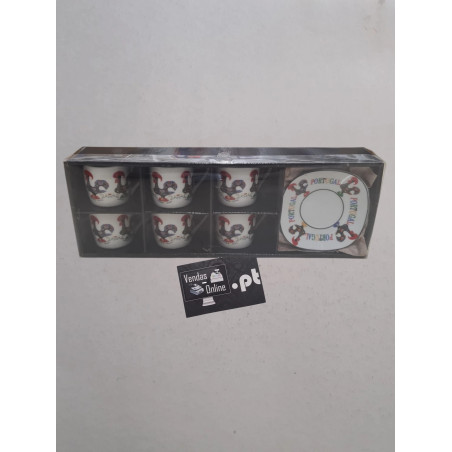 Conjunto de Chávenas de Café de cerâmica portuguesa, design tradicional