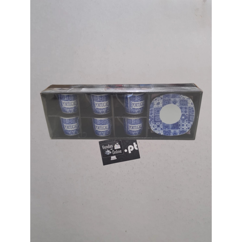 Conjunto de Chávenas de Café de cerâmica portuguesa, design tradicional