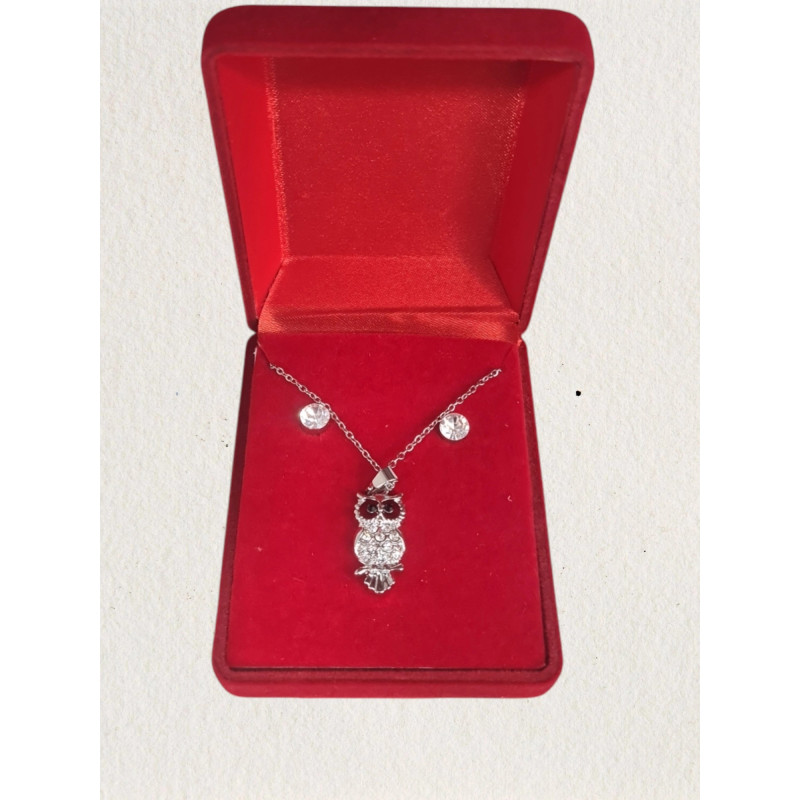 Fio e Brincos de Aço com Brilhantes de Zircônia