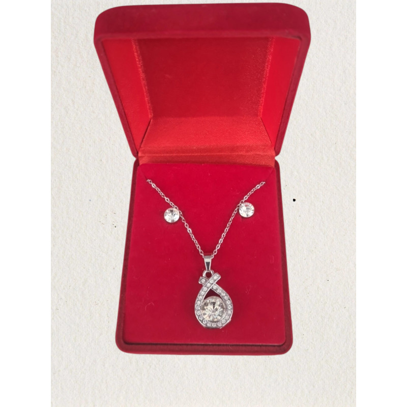 Fio e Brincos de Aço com Brilhantes de Zircônia