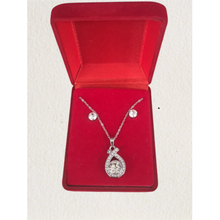 Fio e Brincos de Aço com Brilhantes de Zircônia