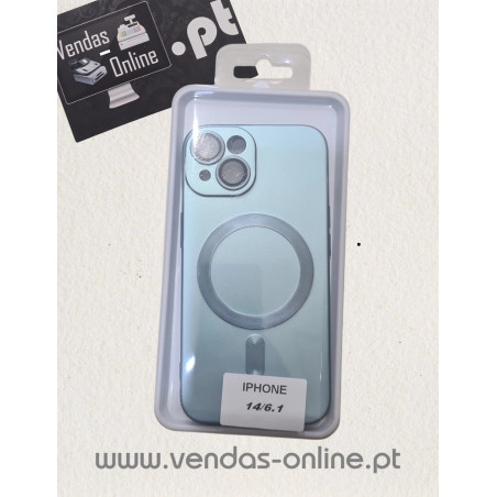 Capa Iphone 14 Verde Metálico Magnética Magsafe