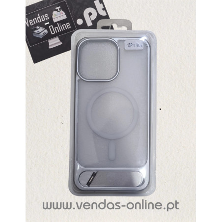 Couverture Magnétique Gris pour iPhone 15 Pro Max avec Support – Magsafe