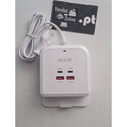 Carregador Rack 66W com suporte para o telemóvel, com 2 Saídas USB e 2 Saídas PD (TypeC)