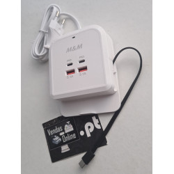 Carregador Rack 66W com suporte para o telemóvel, com 2 Saídas USB e 2 Saídas PD (TypeC)