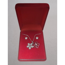 Collier et Boucles d'oreilles en Acier avec Diamants en Zircone