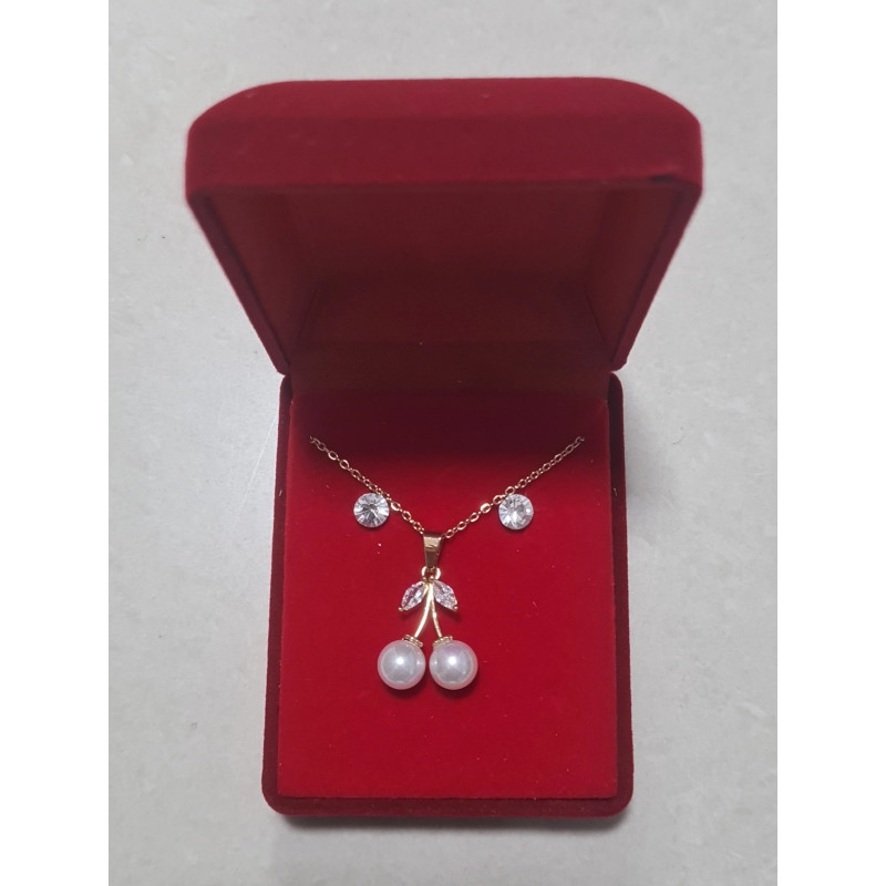 Fio e Brincos de Aço com Brilhantes de Zircônia