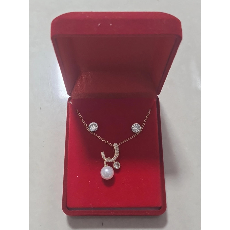 Fio e Brincos de Aço com Brilhantes de Zircônia