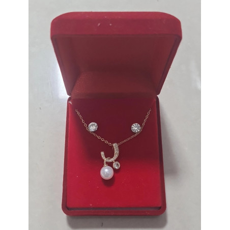 Fio e Brincos de Aço com Brilhantes de Zircônia