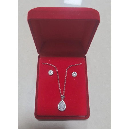 Fio e Brincos de Aço com Brilhantes de Zircônia