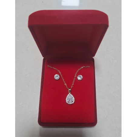 Collana e Orecchini in Acciaio con Diamanti Zirconi