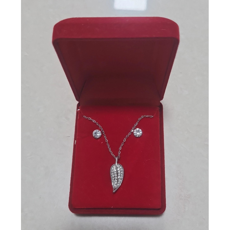 Steel Necklace and Earrings with Zirconia Diamonds