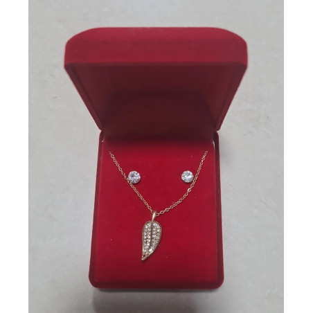 Steel Necklace and Earrings with Zirconia Diamonds