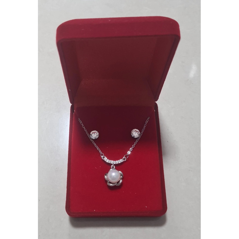 Fio e Brincos de Aço com Brilhantes de Zircônia