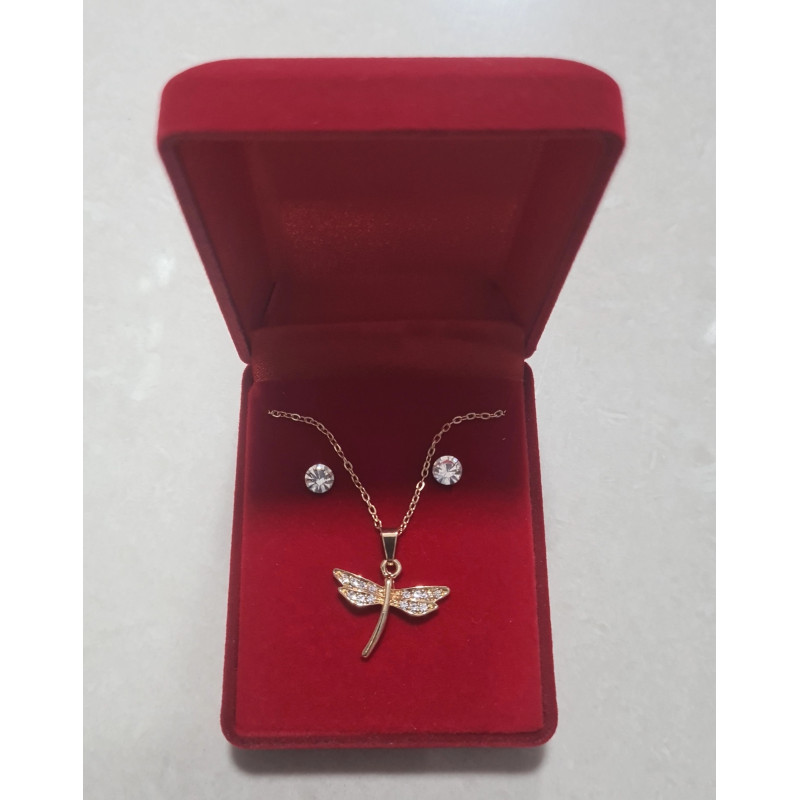 Fio e Brincos de Aço com Brilhantes de Zircônia