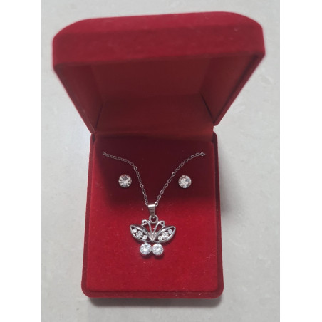 Fio e Brincos de Aço com Brilhantes de Zircônia