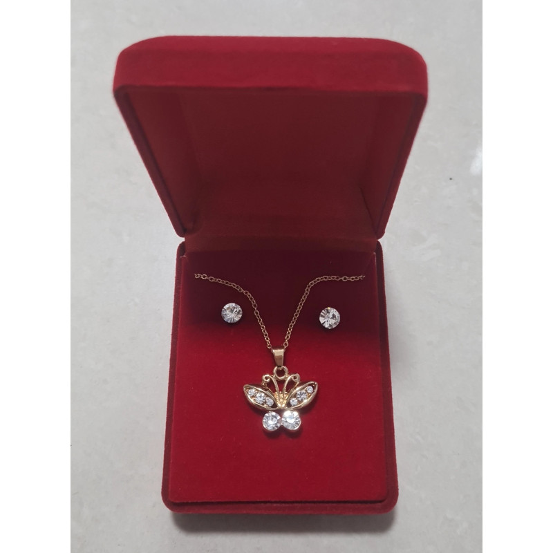 Collana e Orecchini in Acciaio con Diamanti Zirconi