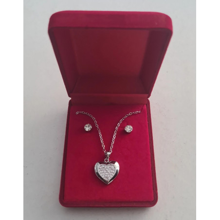 Fio e Brincos de Aço com Brilhantes de Zircônia