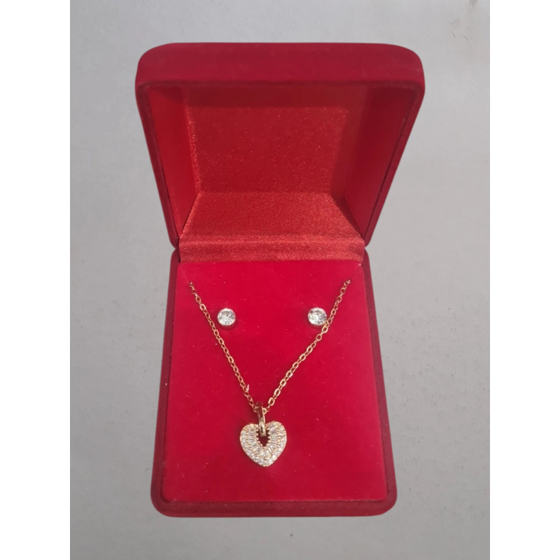 Fio e Brincos de Aço com Brilhantes de Zircônia