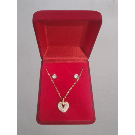 Fio e Brincos de Aço com Brilhantes de Zircônia