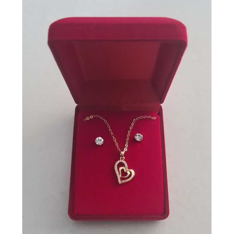 Collier et Boucles d'oreilles en Acier avec Diamants en Zircone