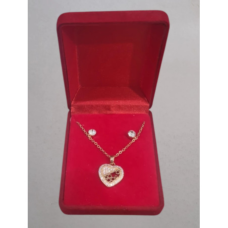 Fio e Brincos de Aço com Brilhantes de Zircônia