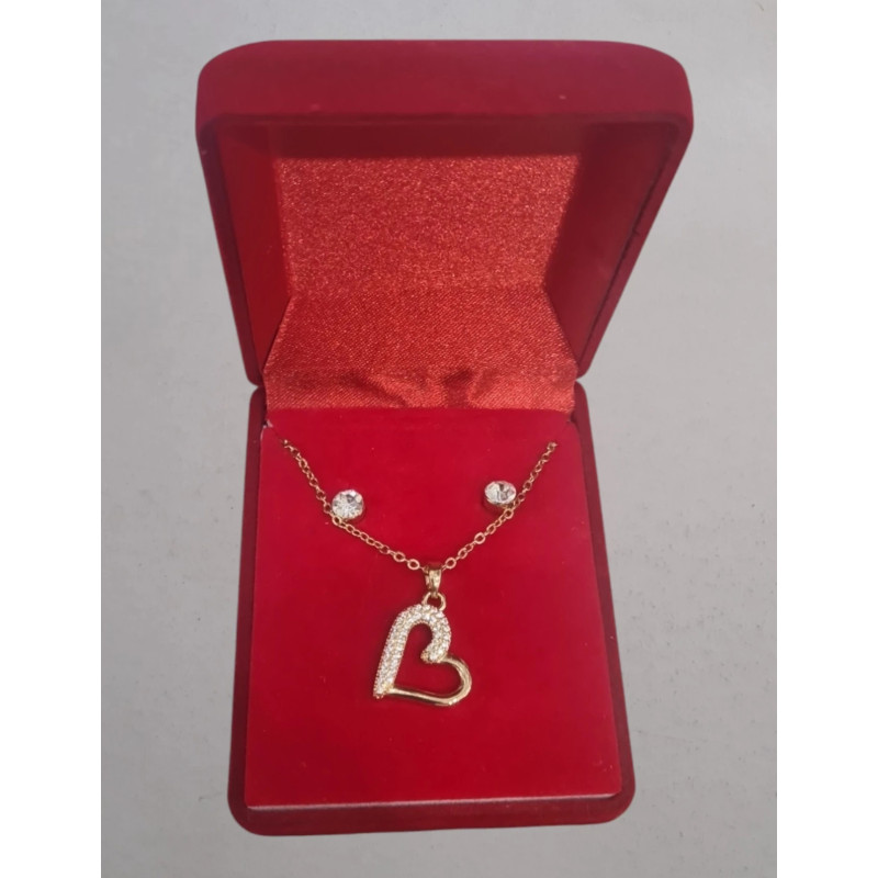 Fio e Brincos de Aço com Brilhantes de Zircônia