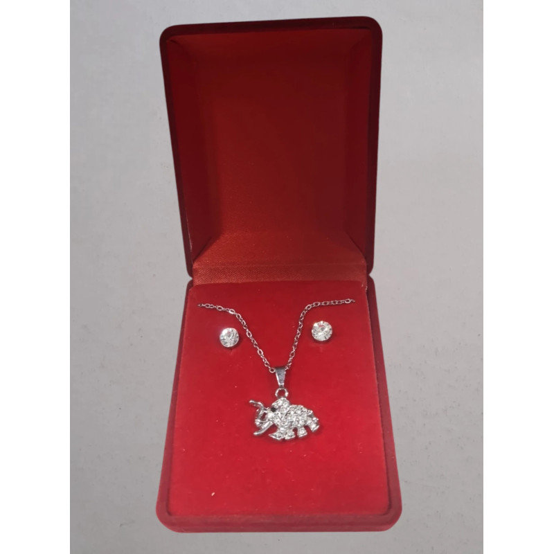 Fio e Brincos de Aço com Brilhantes de Zircônia