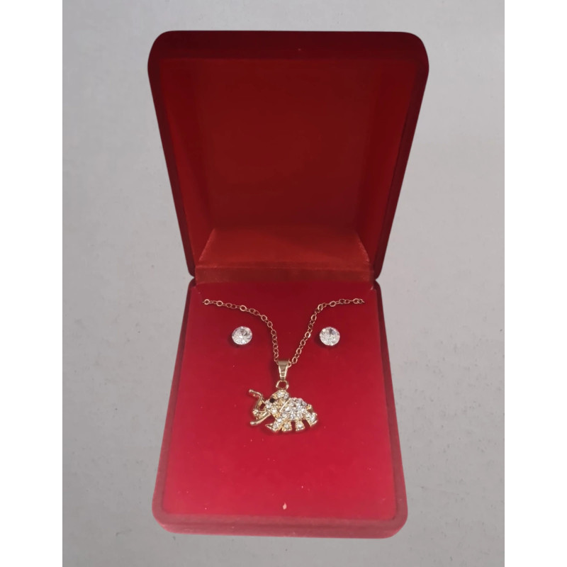 Fio e Brincos de Aço com Brilhantes de Zircônia