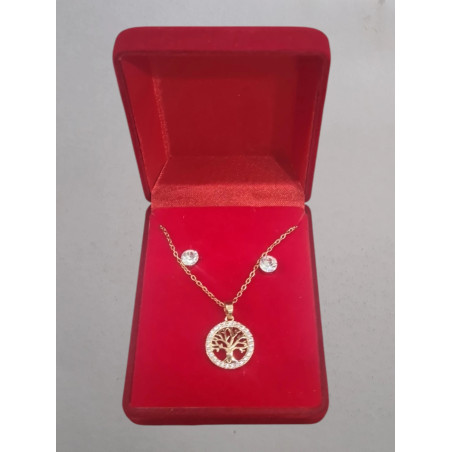 Fio e Brincos de Aço com Brilhantes de Zircônia