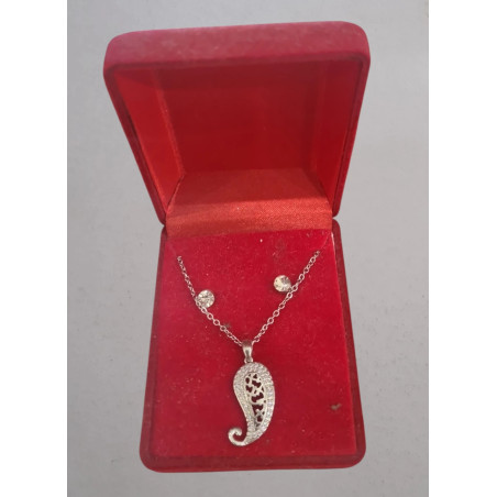 Steel Necklace and Earrings with Zirconia Diamonds