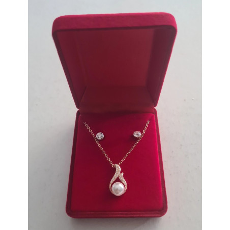 Fio e Brincos de Aço com Brilhantes de Zircônia