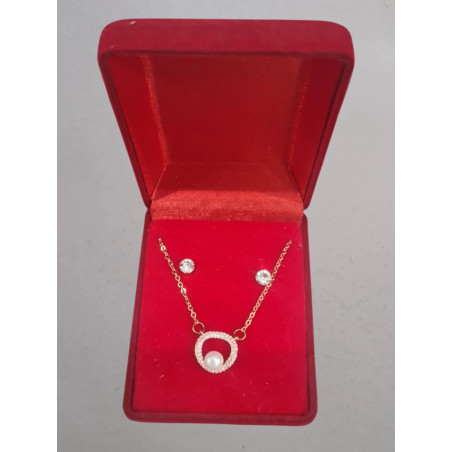 Fio e Brincos de Aço com Brilhantes de Zircônia