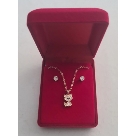 Fio e Brincos de Aço com Brilhantes de Zircônia