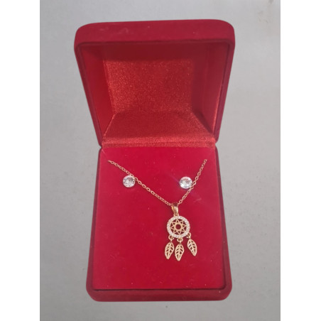 Steel Necklace and Earrings with Zirconia Diamonds