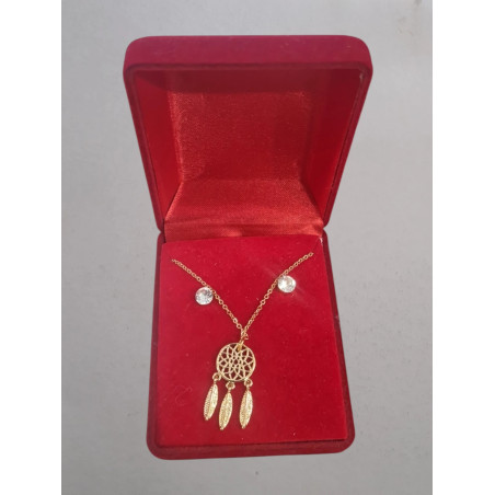 Fio e Brincos de Aço com Brilhantes de Zircônia