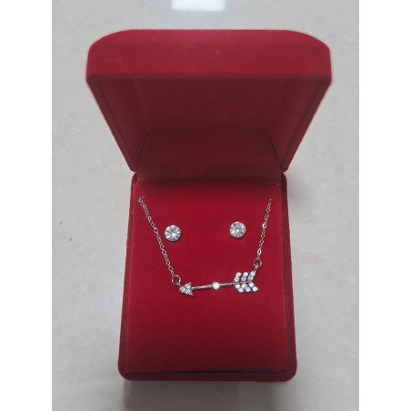 Fio e Brincos de Aço com Brilhantes de Zircônia