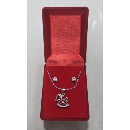 Fio e Brincos de Aço com Brilhantes de Zircônia